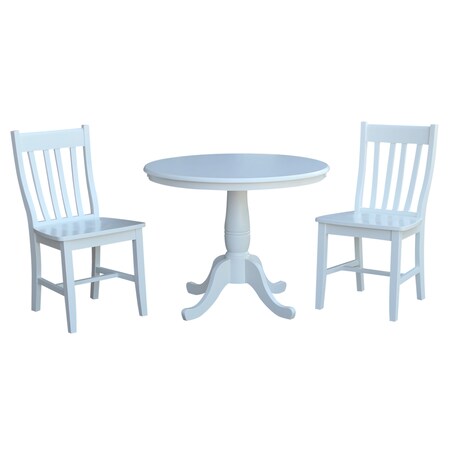 International Concepts Round 36 in Round Top Pedestal Table, with 2 C08-61 Chairs, White, 36 in W, 36 in L, 29.1 in H K08-36RT-C61P